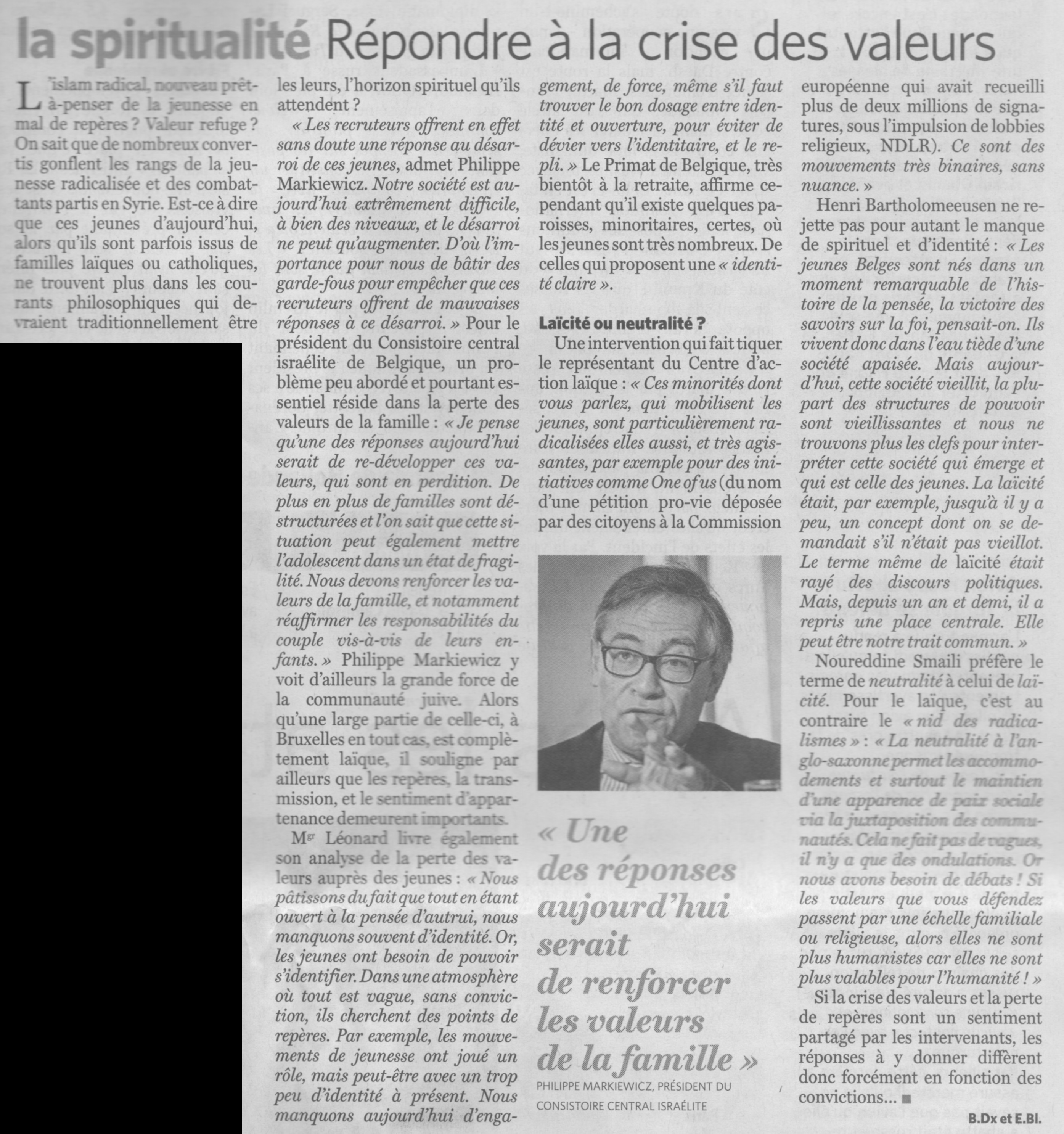 Interview Le Soir - 26 novembre